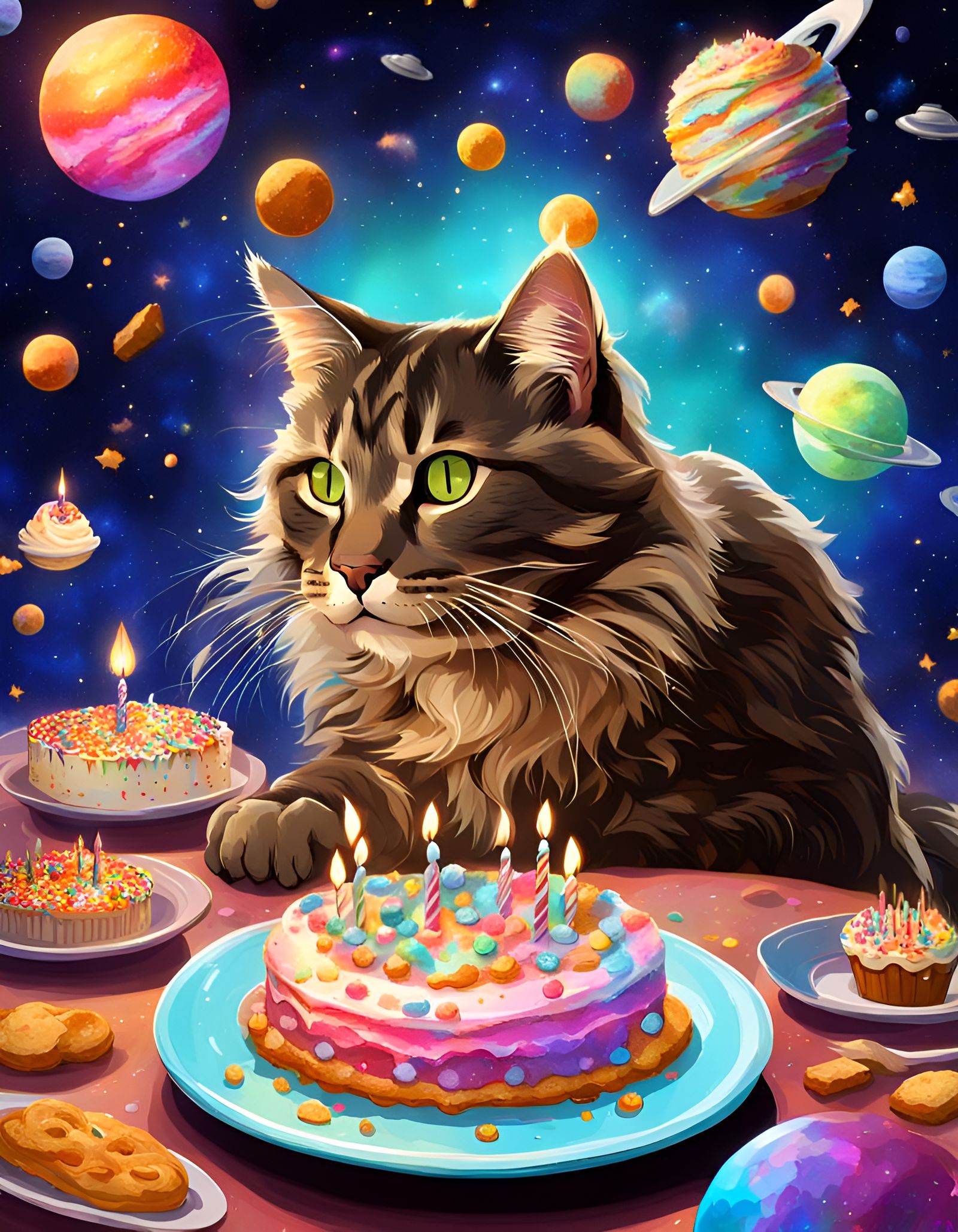 GREGS (SMALL MAINECOONE CAT:1.5) EATS (FUNFETTI BIRTHDAY TRE...