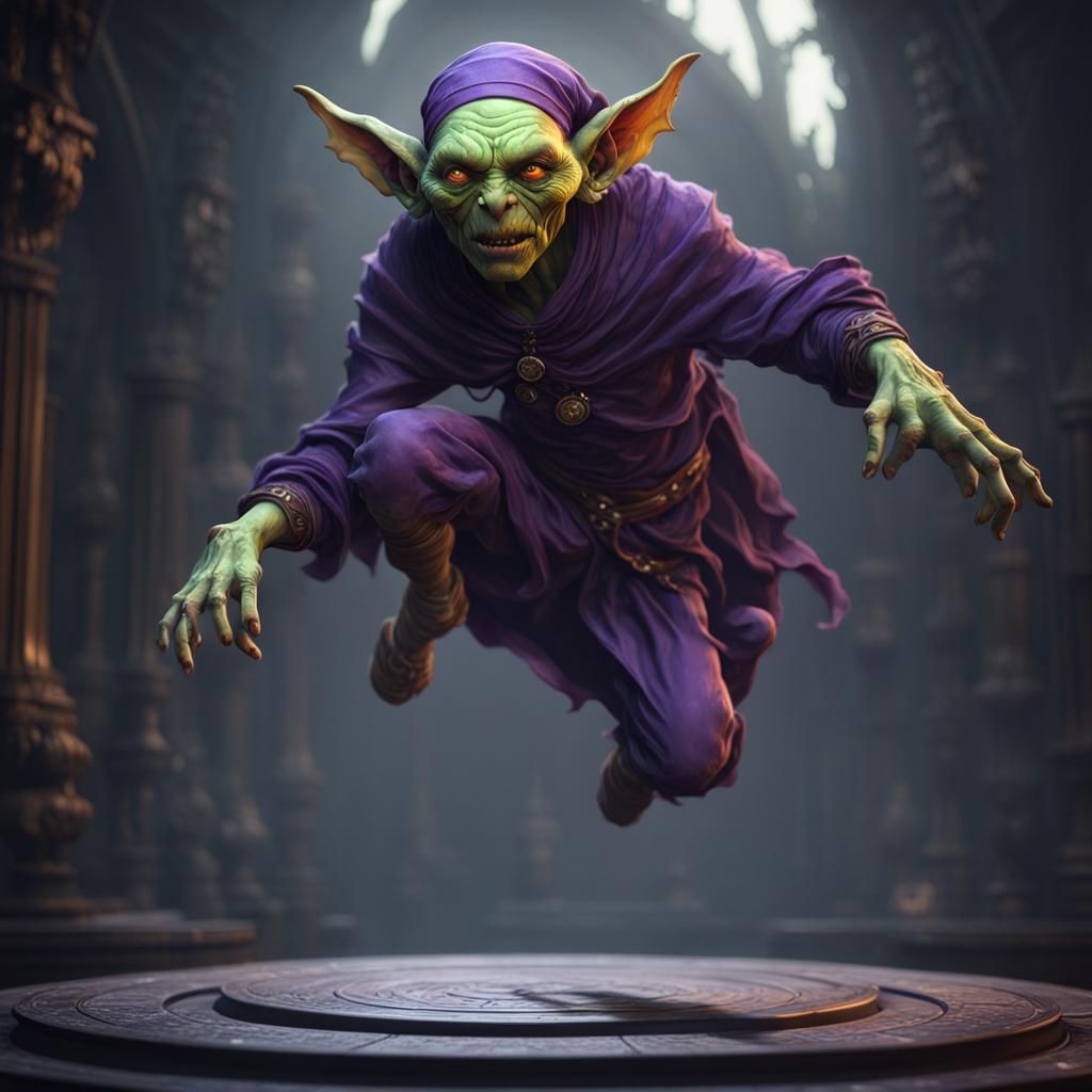 Ghost Goblin Levitating, Dark Fantasy Concept Art