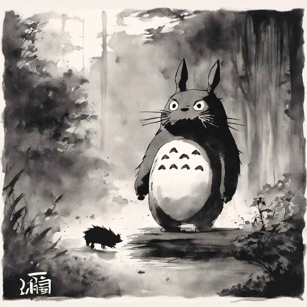 My Neighbor Totoro in Sumi-e Style