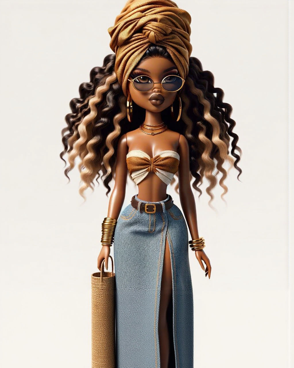 Bratz Doll in Gold, Detailed Matte Painting