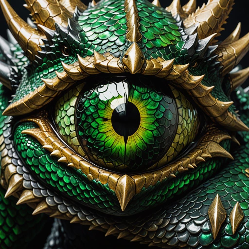 Hyper-Realistic Dragon with Emerald Eyes