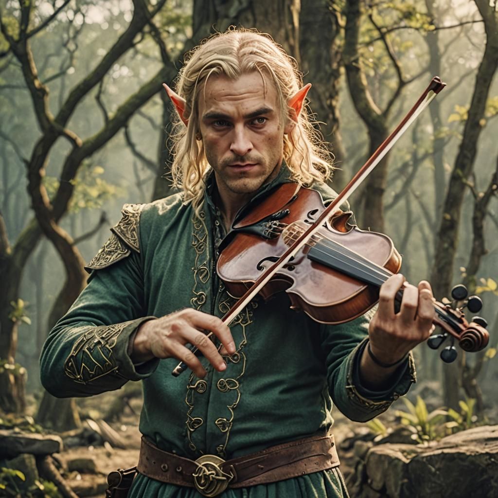 Fiendish Fiddle: Half-Elven Bard in Cinematic Style