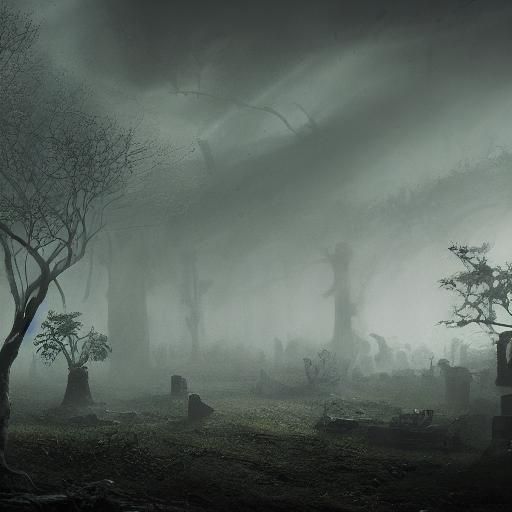 Eerie Graveyard Ghost Under Blood Moon, Pixar Style