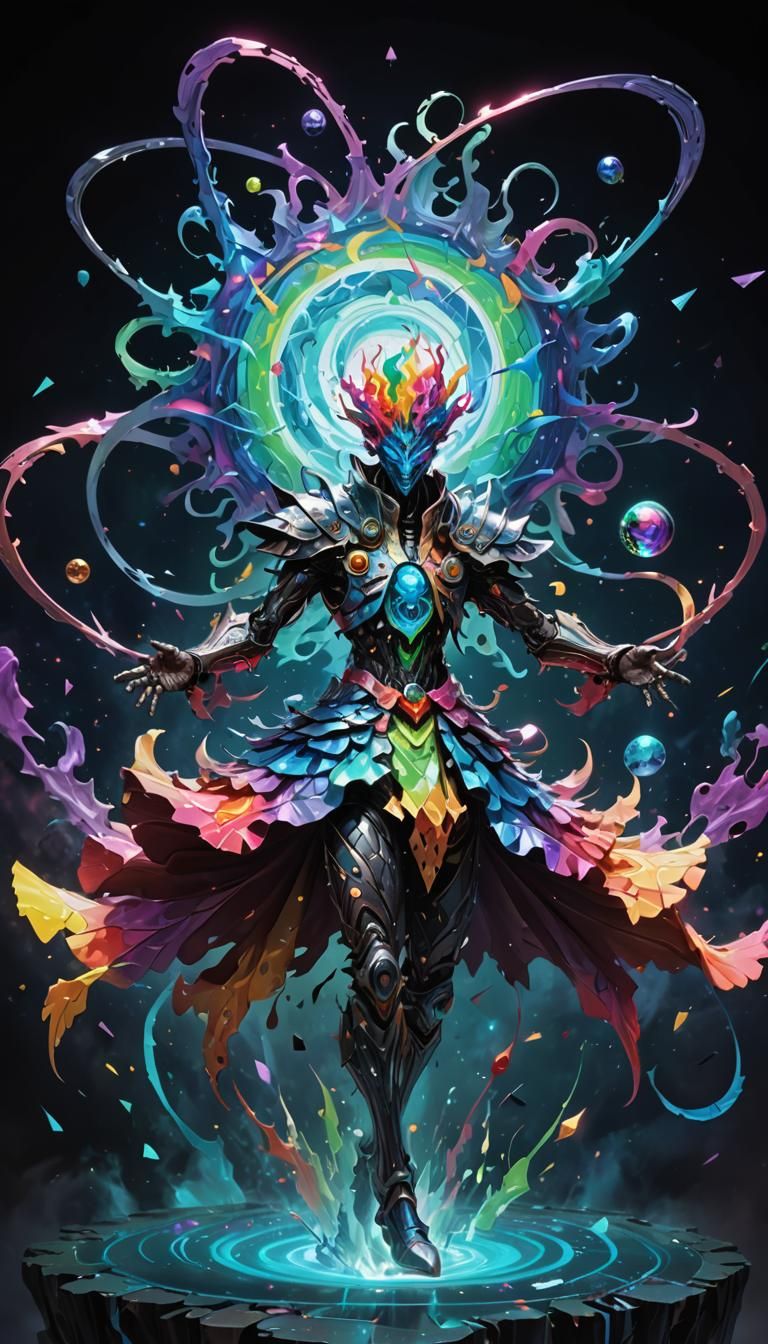 Abstract Ethersworn God Unleashes Cosmic Energy