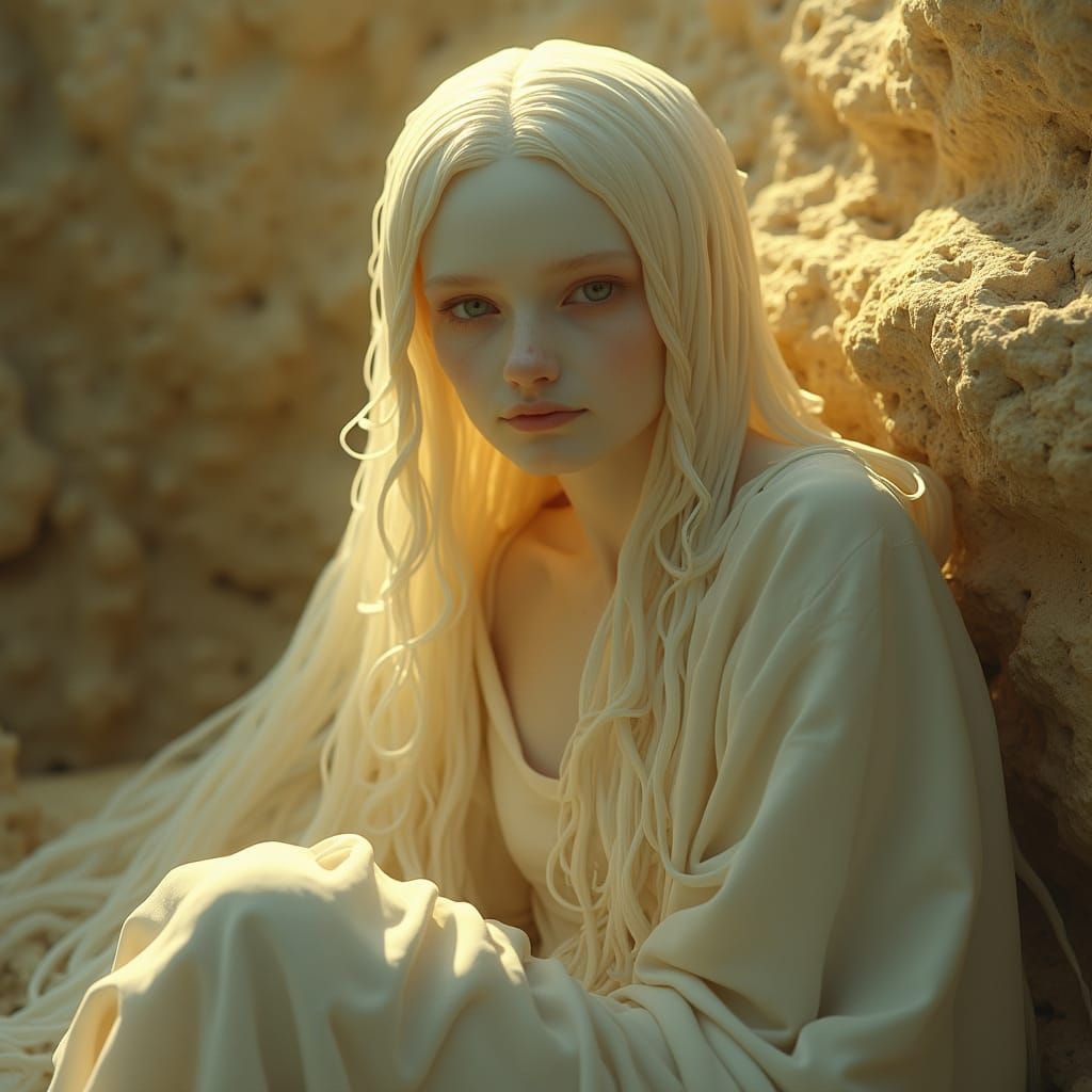 Luminous Albino Woman in Sfumato Style