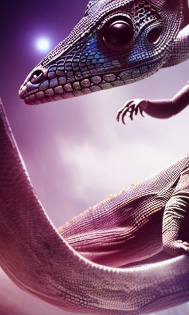 Lizard-Woman Ascends to Spaceship: Cinematic Digital Paintin...