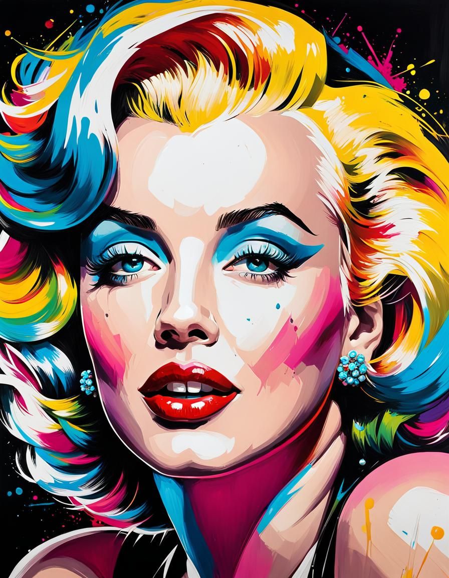 Colorful Marilyn Monroe Portrait in Graffiti Art Style
