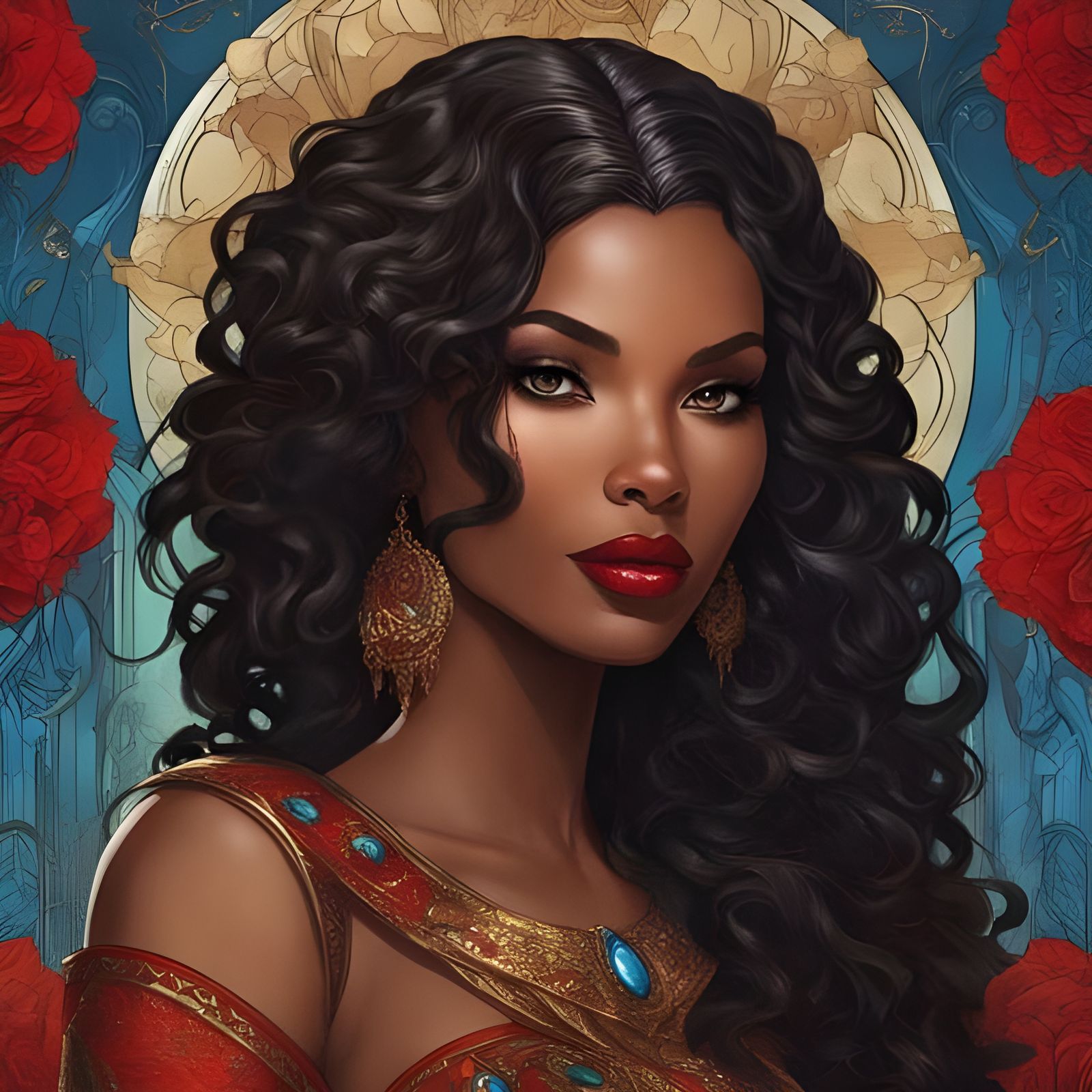 Gothic Afro-American Mistress: Detailed Lingerie Portrait