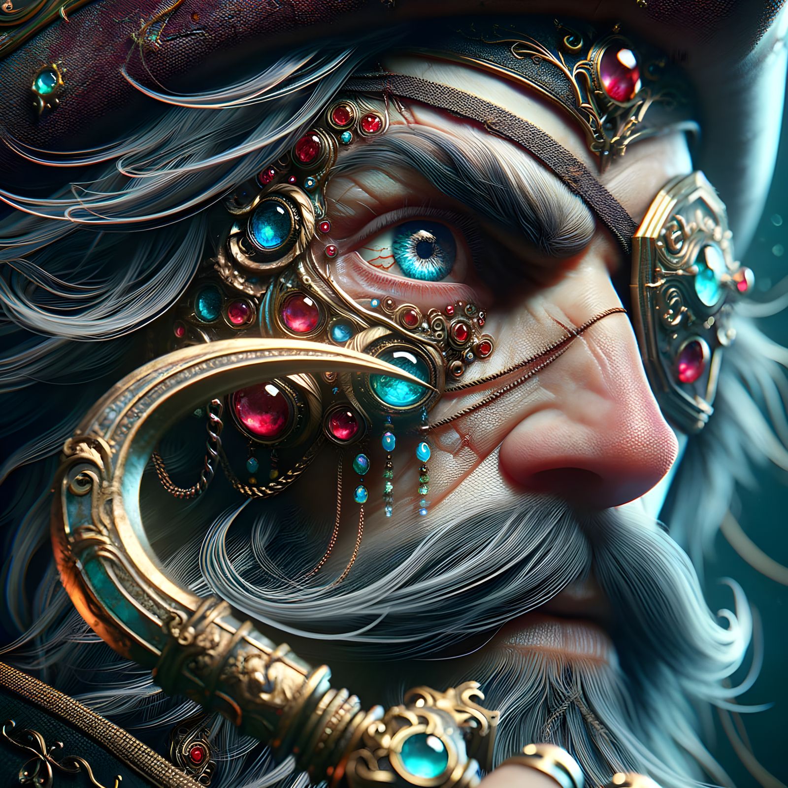 Majestic Pirate Captain Hook in Jewel-Toned Glory