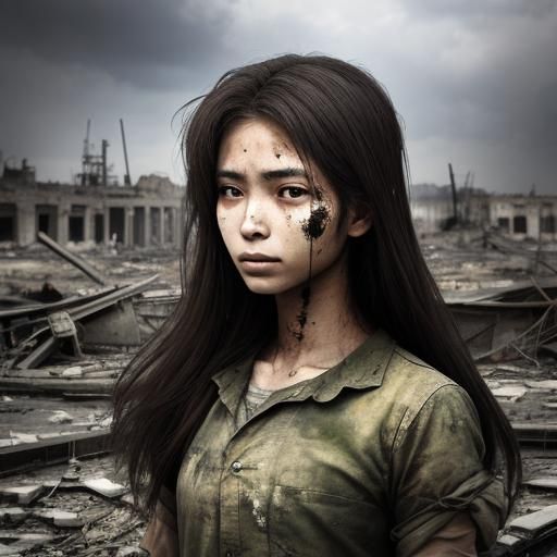Poignant Image of a Girl, Victim of War
