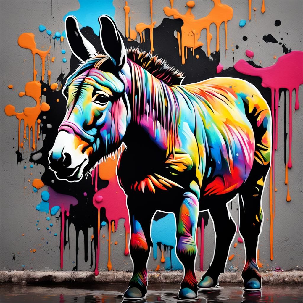 Finest Donkey in Graffiti Splash Art Style