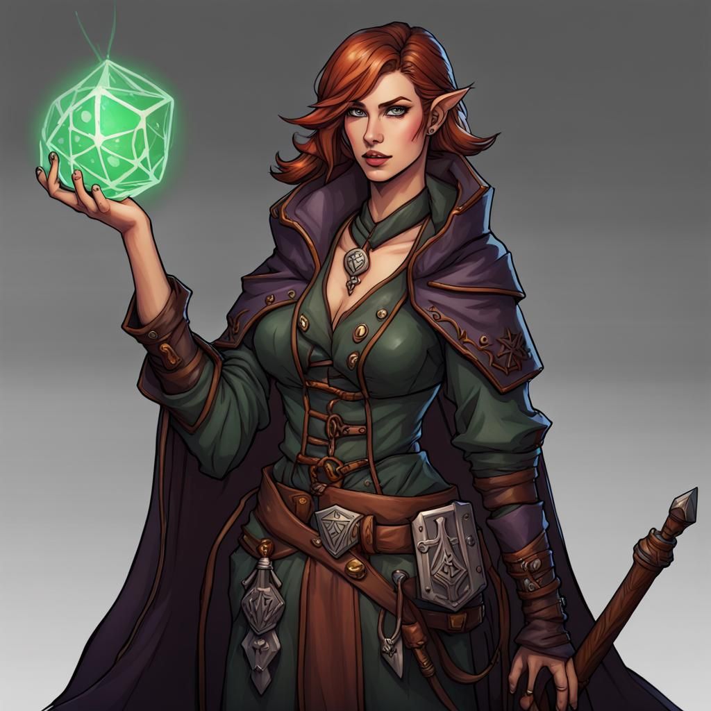 Female Warlock Character Art in DND Style