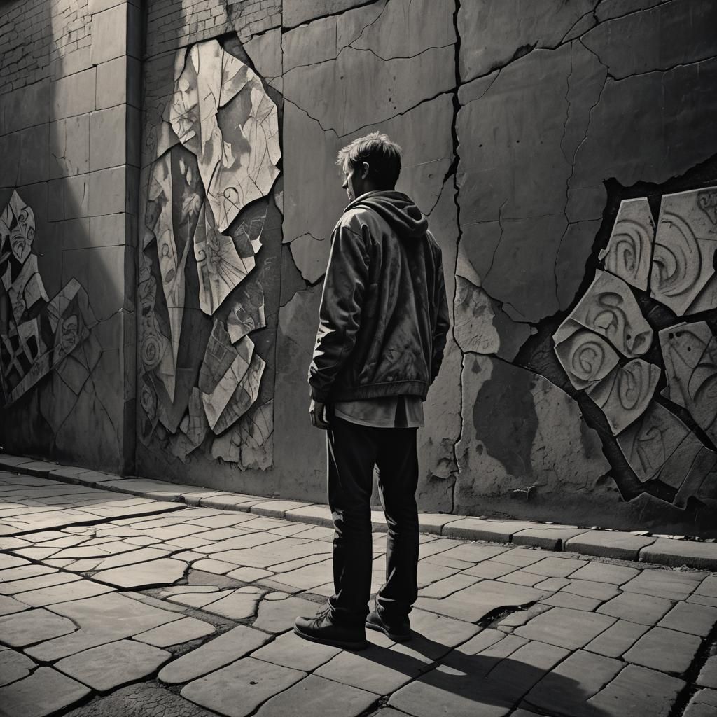 Monochrome Charcoal Art of Two Figures