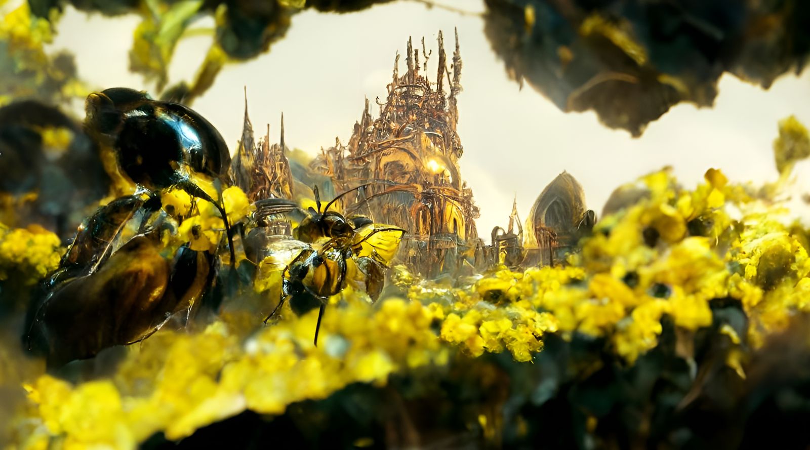 Bee Cathedral: Hyperrealistic Concept Art