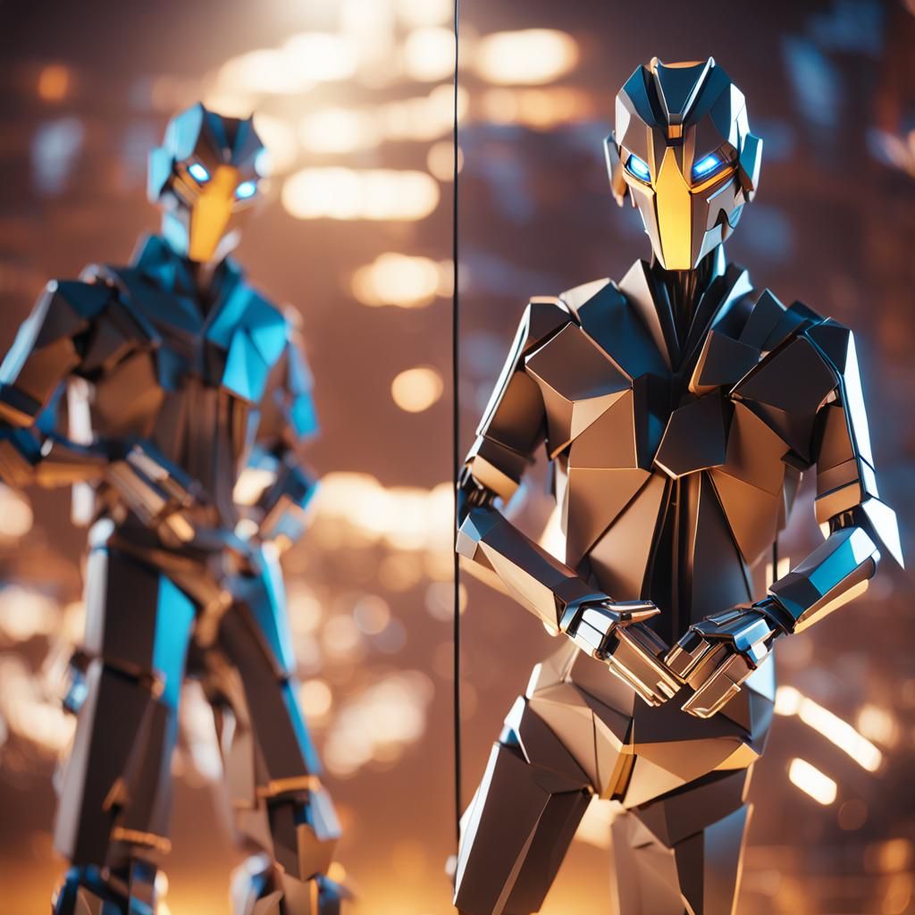 Origami Mech Concept Art in Anime Style