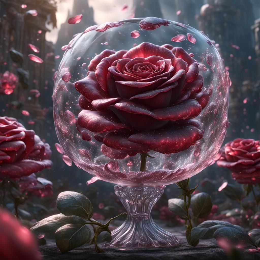 Glass Rose Petals: Detailed Matte Painting