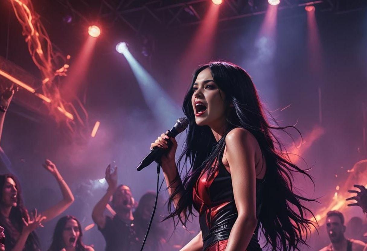 Girl with Red Highlights Screaming into Microphone