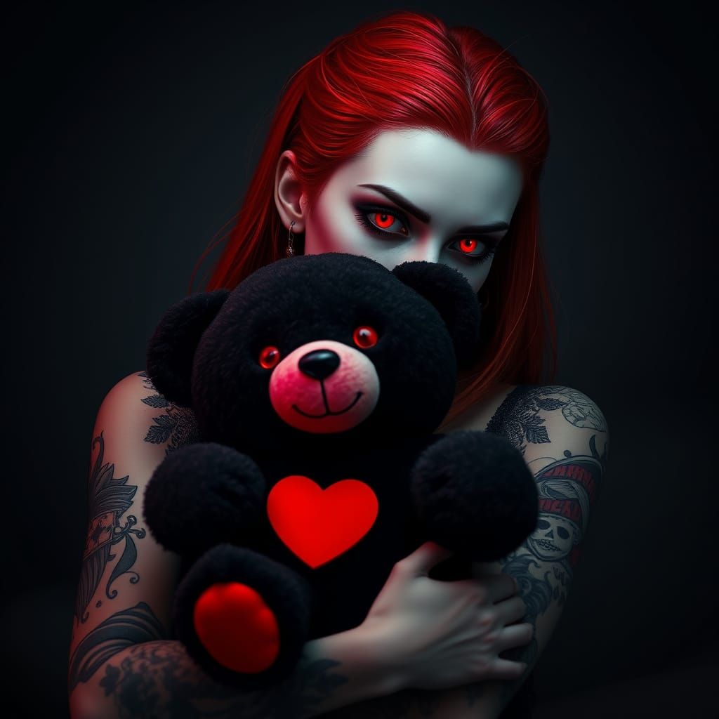 Gothic Woman with Glowing Eyes in Dark Fantasy Portrait