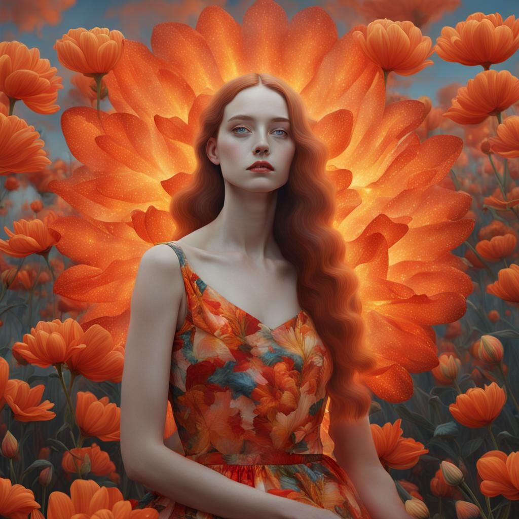 Maximalist Flower Blooms Amidst Cosmic Sky