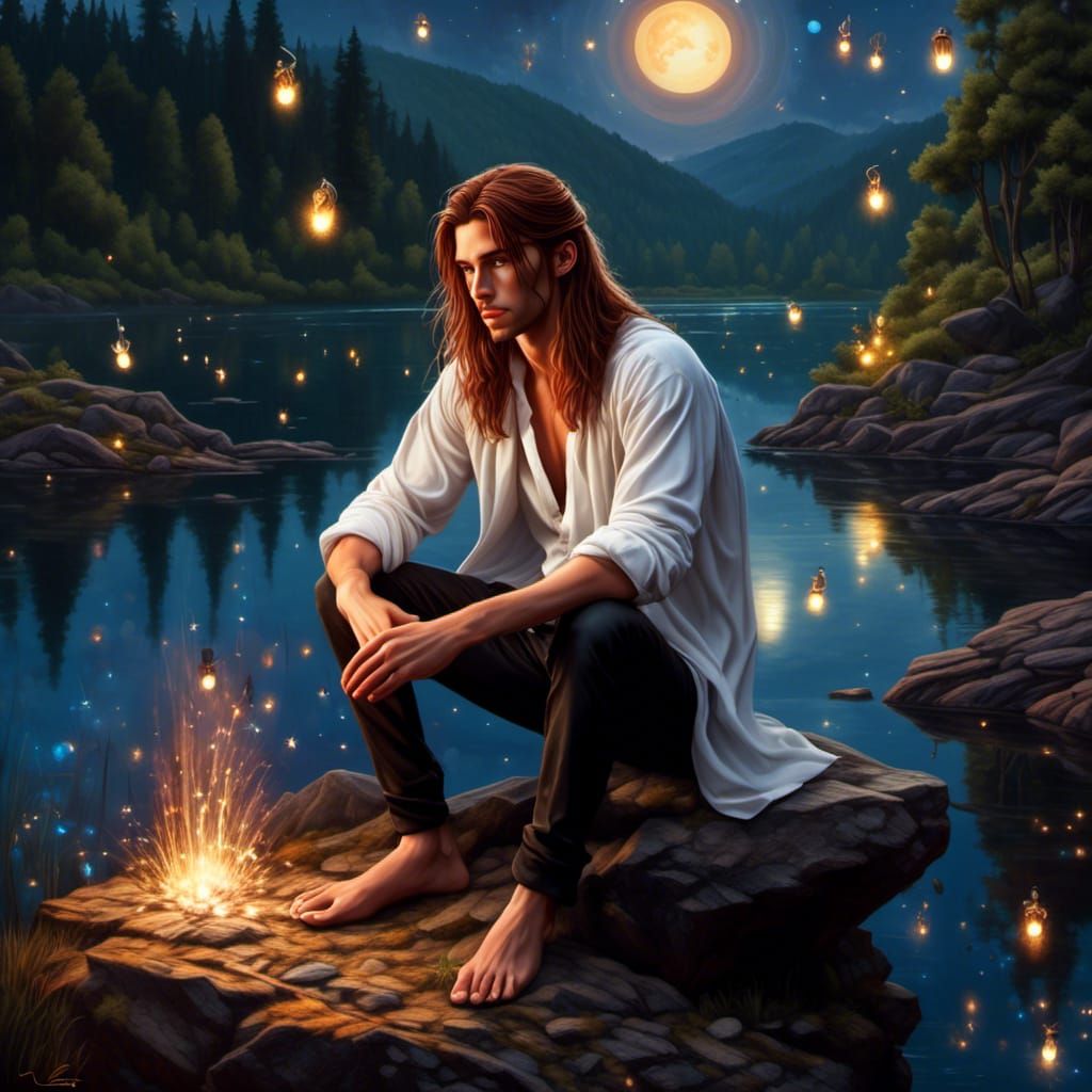 Fairy Meditating by Lake in Graffiti Art Style