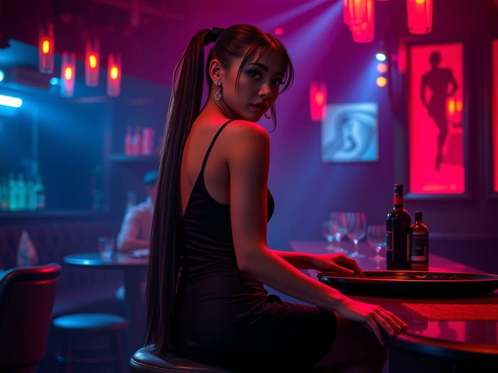 Femme Fatale in Nightclub, Digital Art