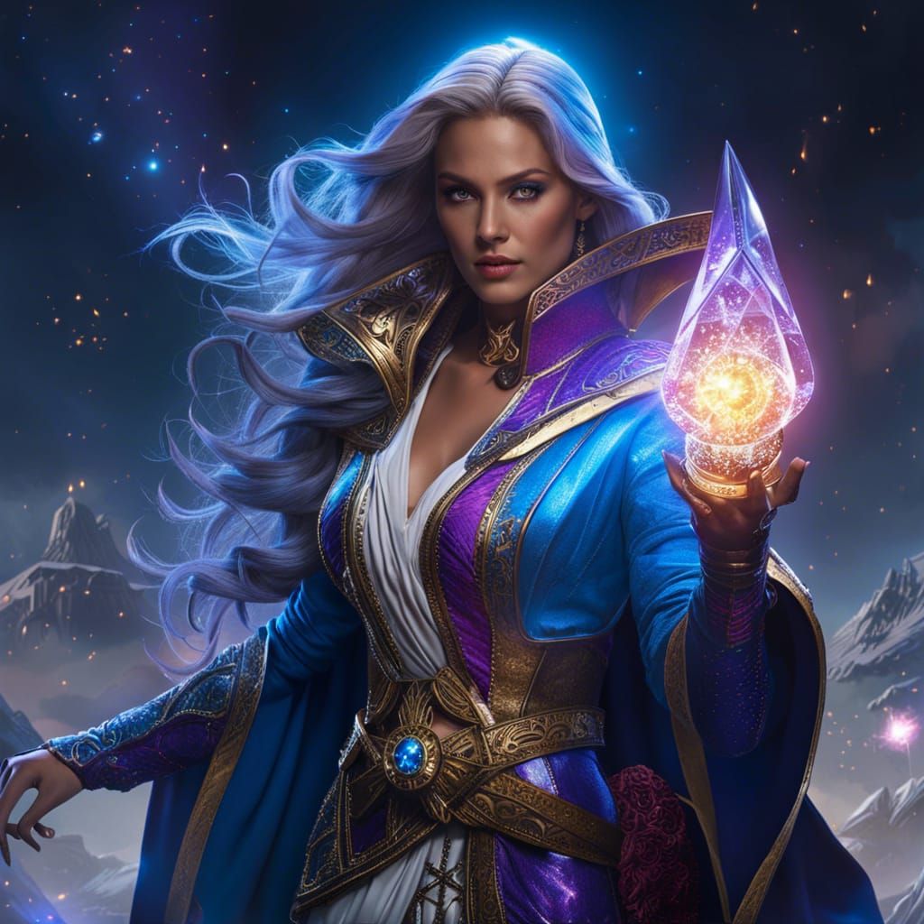 DnD Mage in Rococo Style with Crystal Light