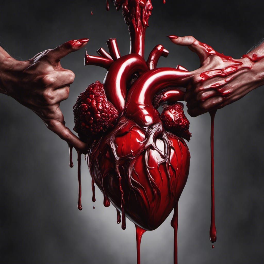 Bleeding Heart Held by Hand in Impressionistic Style