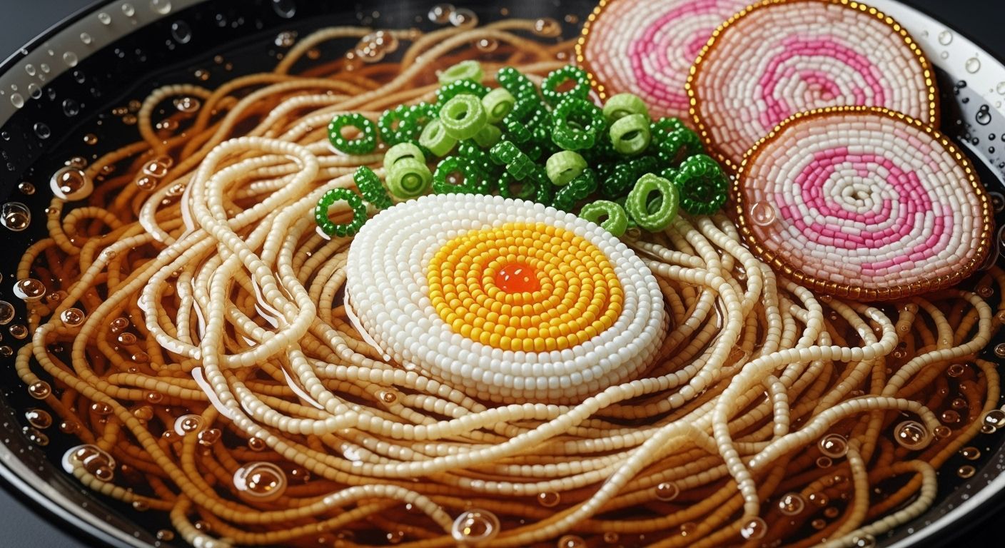 Hyper-Realistic Ramen Bowl Made of Beads