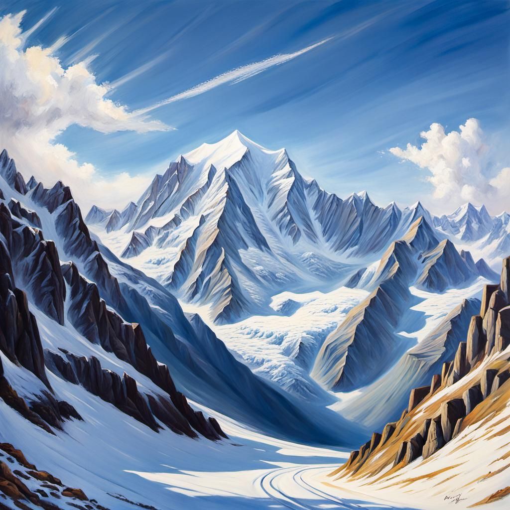 Mont Blanc in Classicist Panoramic Landscape
