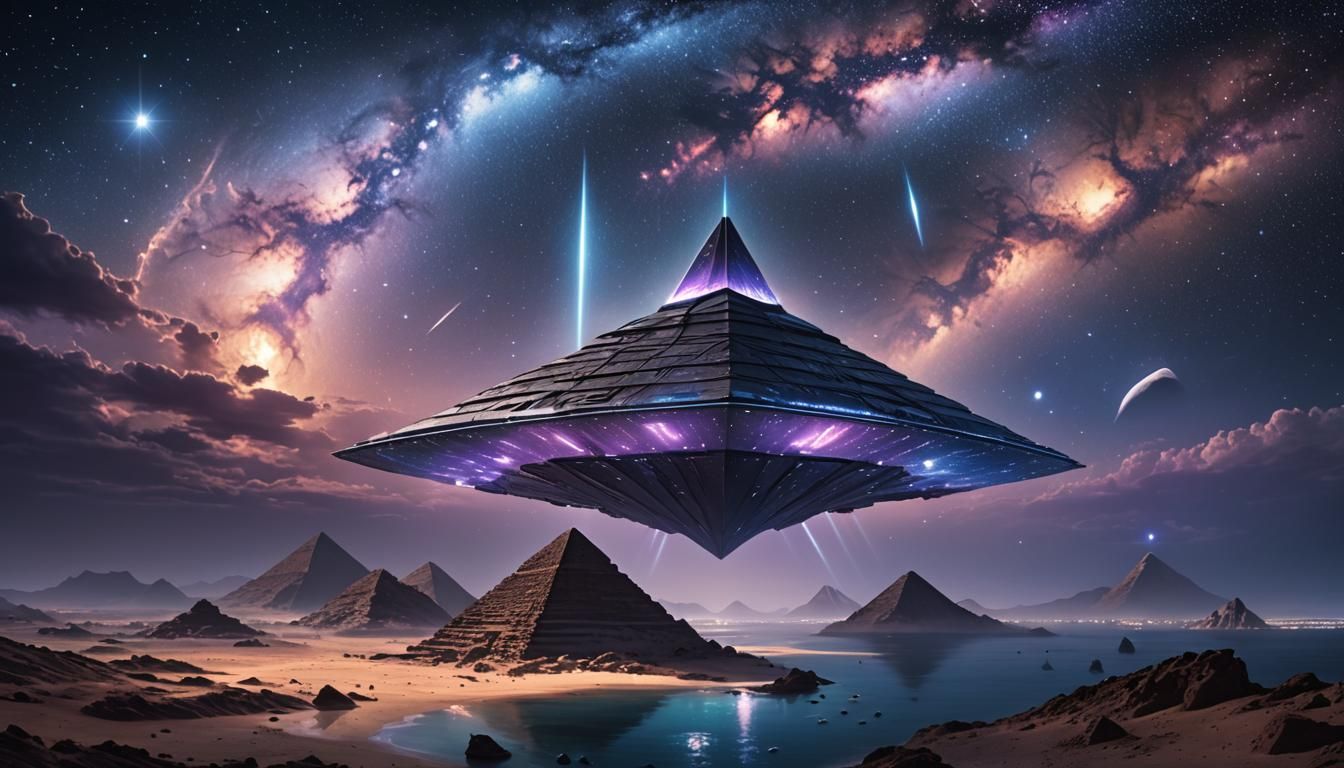 Luminous Mothership Over Atlantis-Inspired Cityscape