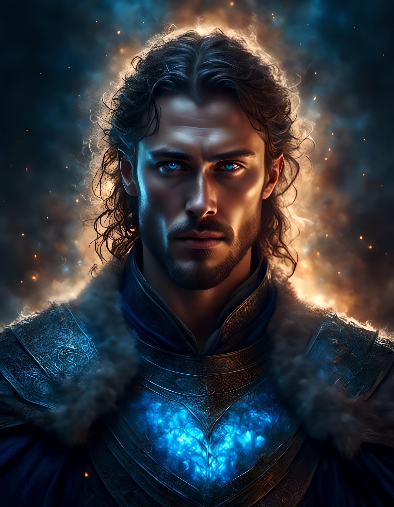 Medieval Man in Dark Fantasy Oil Painting