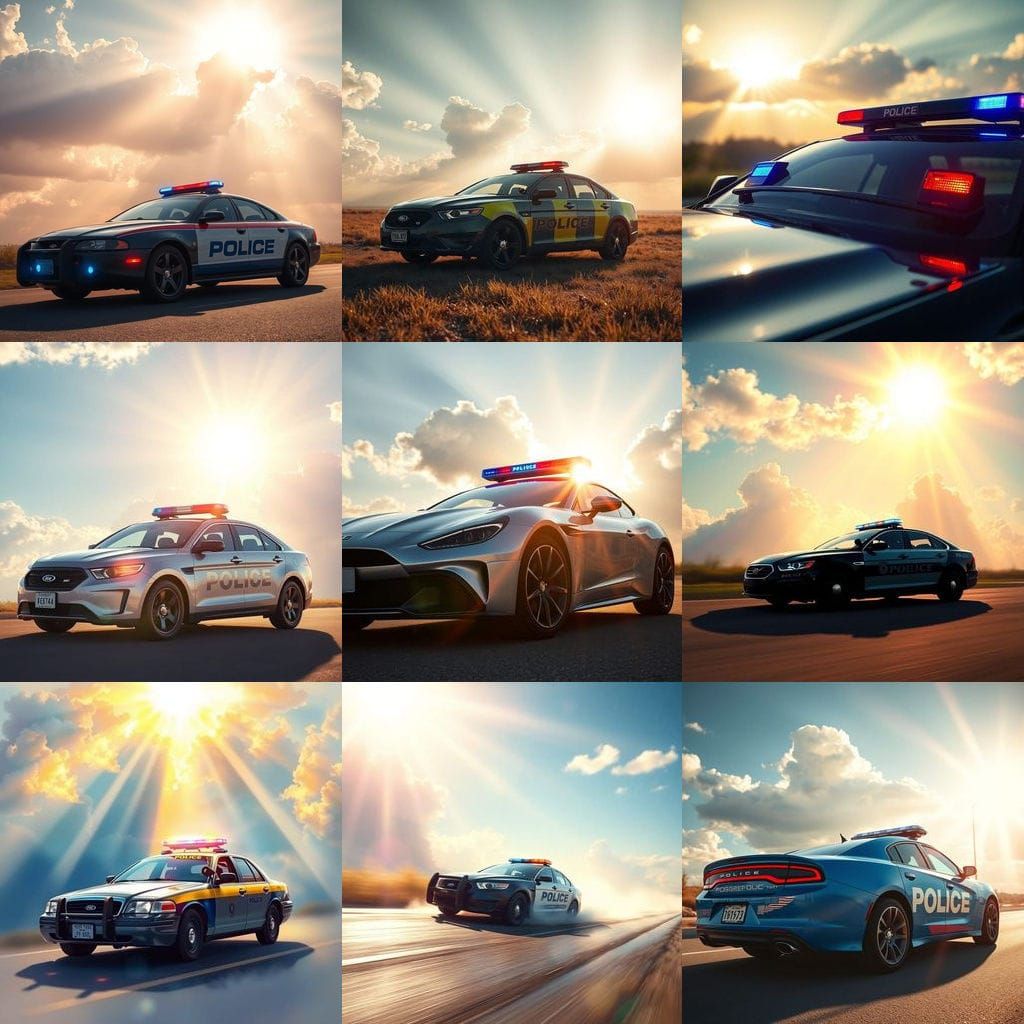 Surreal Police Car Radiates Heavenly Light in Soft Focus