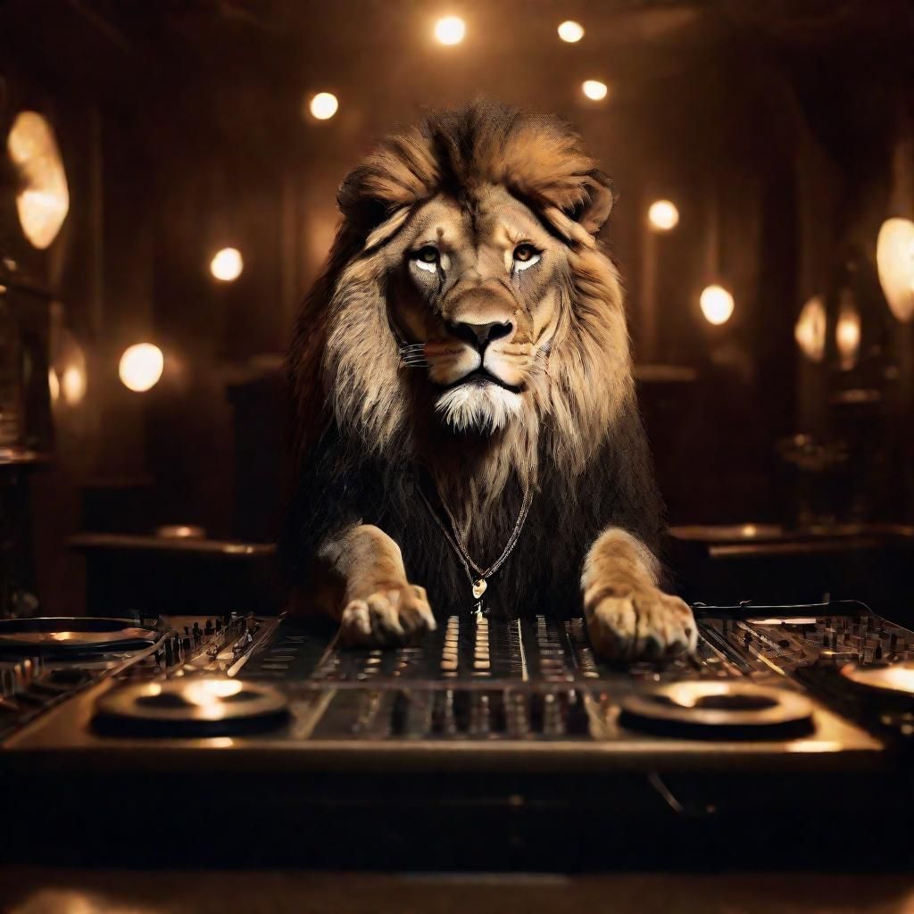 Lion DJ: A Vintage Photograph in Sepia Tone