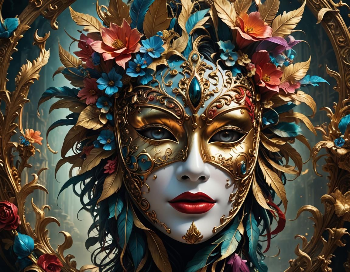 Mysterious Mask: Maximalist Fantasy Novel Cover Art