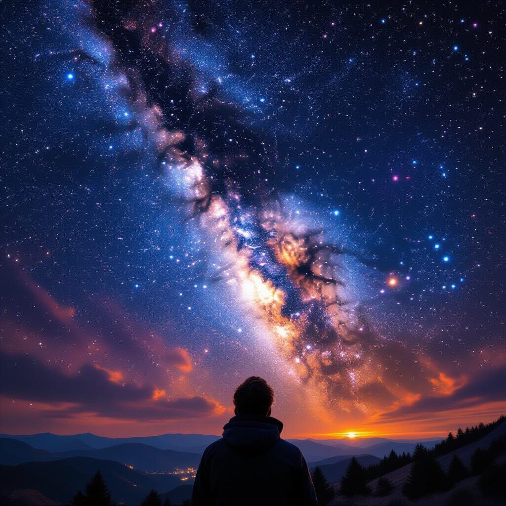 Vibrant Nebulas in Starry Sky: Photorealistic Stargazer View