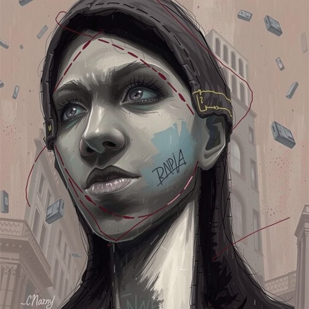 Dystopian Woman in Goya-Inspired Romanticism