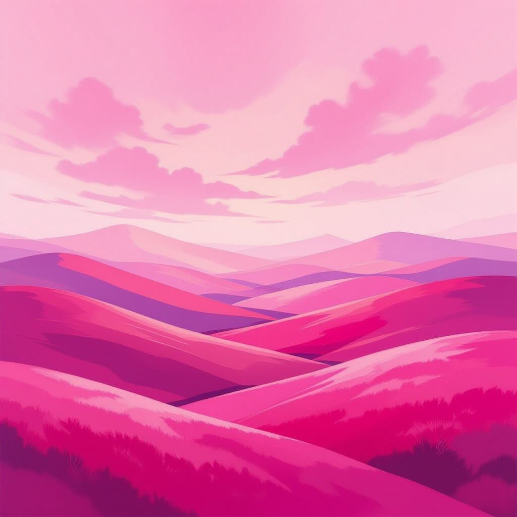 Surreal Pink Landscape in Abstract Expressionist Style
