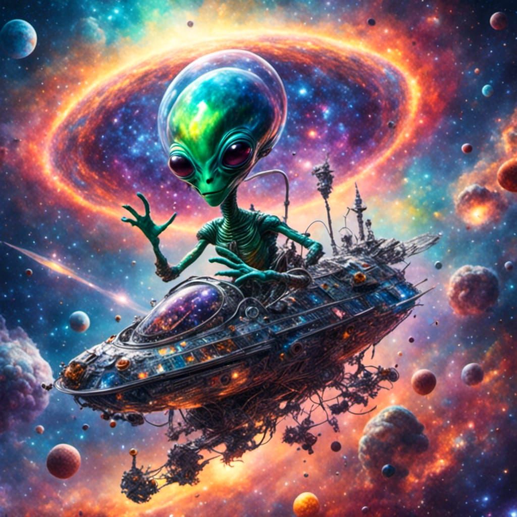 Alien Pilot Navigates Supernova in Spacescape