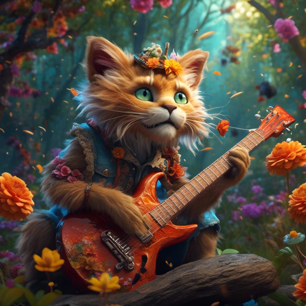 Old Cat Concert in Hyperreal Style