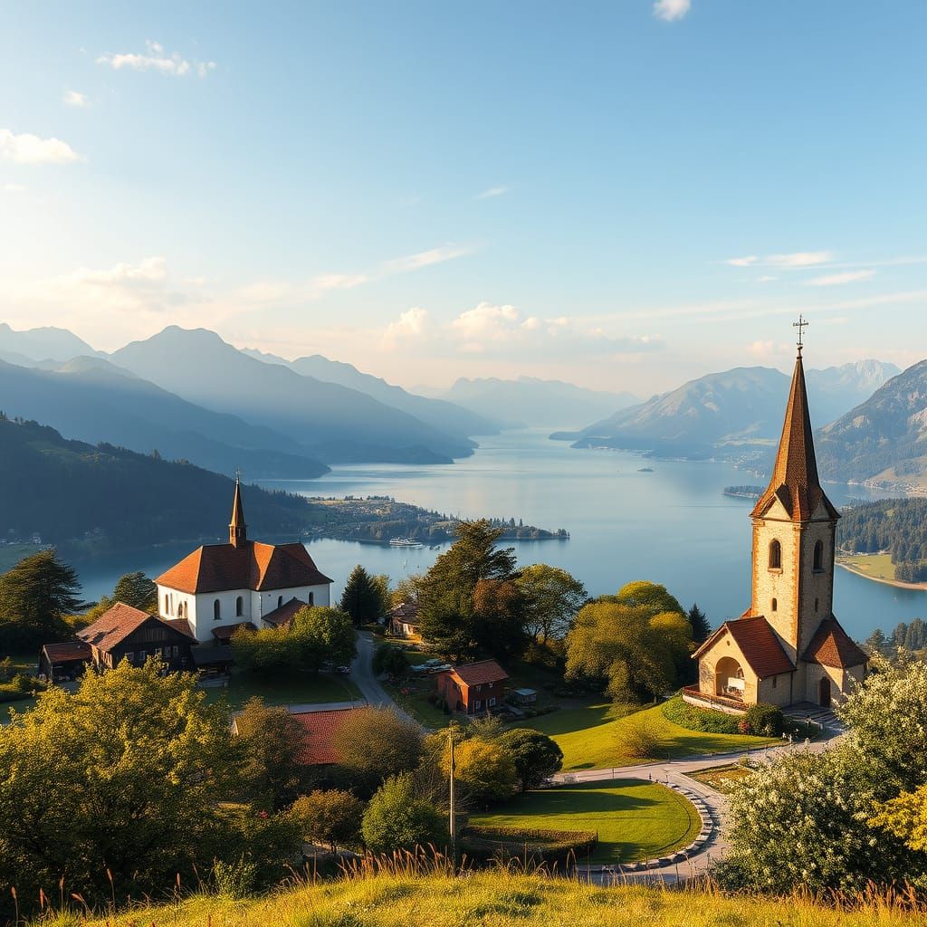 Panoramic View of Lake Constance at Birnau Abbey