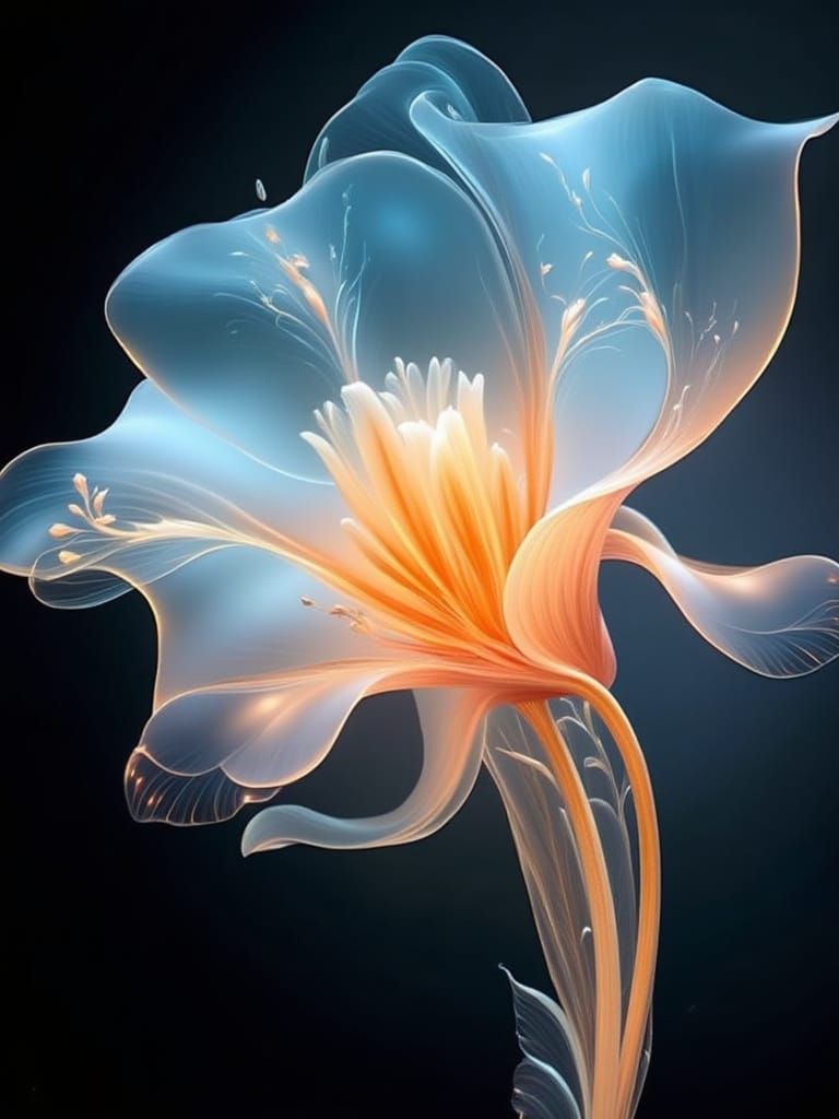 Radiant Translucent Flower in Digital Art Style