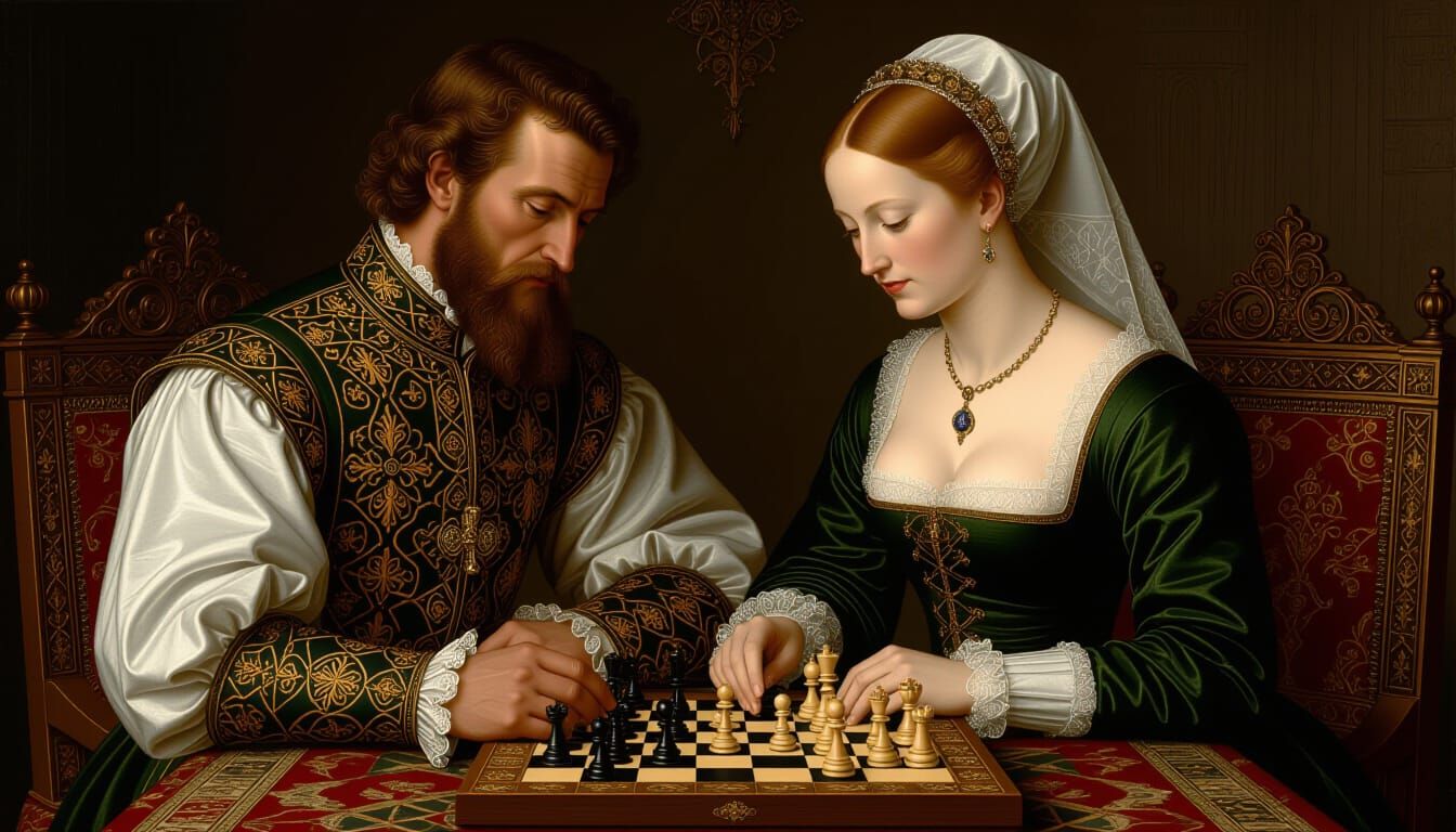 Medieval Nobles Playing Chess in Renaissance Style