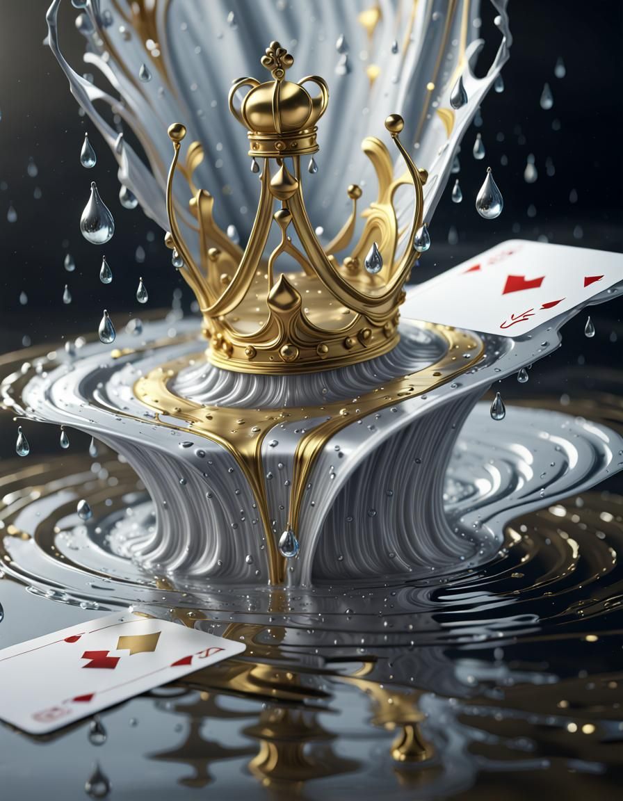 Ornate Queen of Playing Cards in Fluid Style