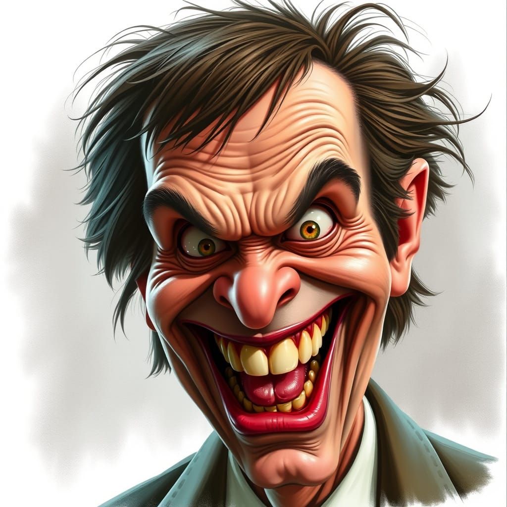 Grotesque Caricature of Jack Torrance Grinning