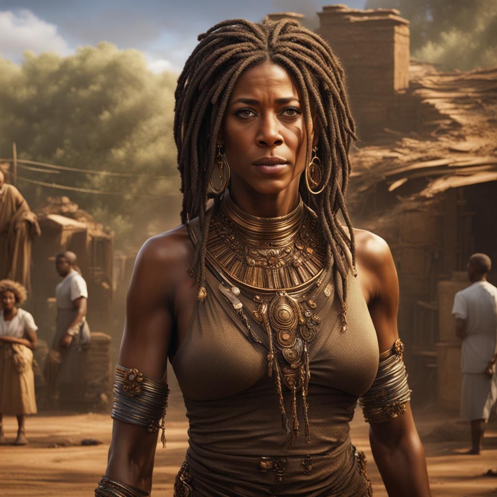 Jenifer Aniston as African American: Detailed Matte Painting