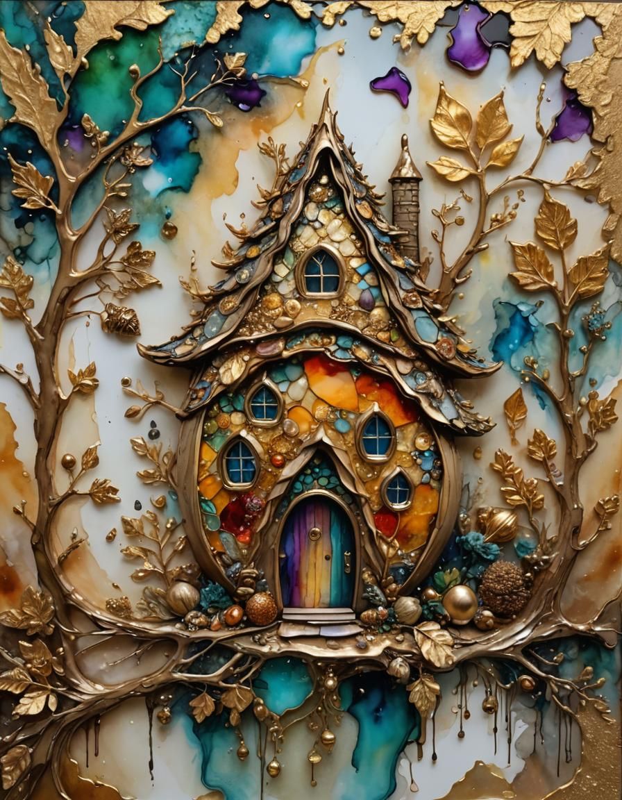 Acorn House in Mixed Media