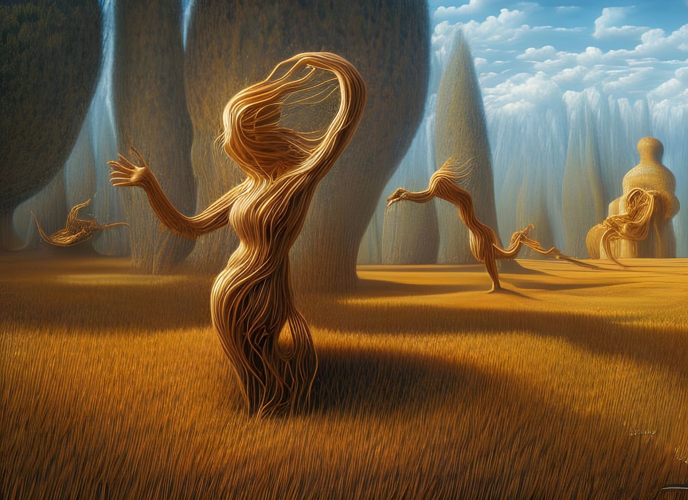 Surreal Landscape with Flowing Energy in Deep Colors