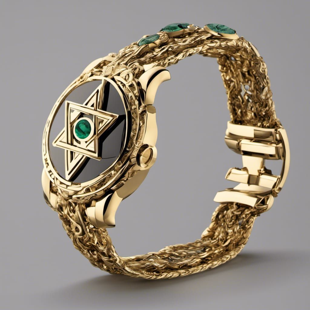Gold Bracelet with Emerald Star of David