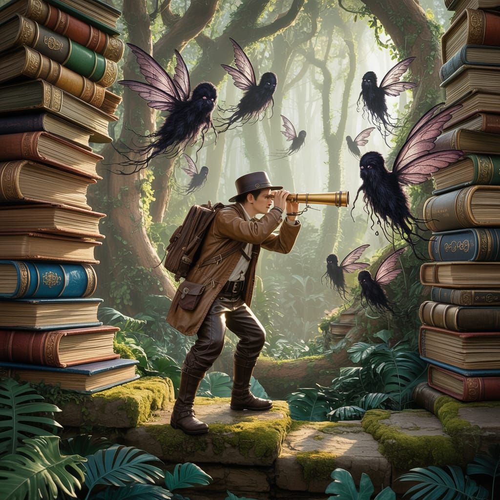 Steampunk Explorer in Book Tree Jungle
