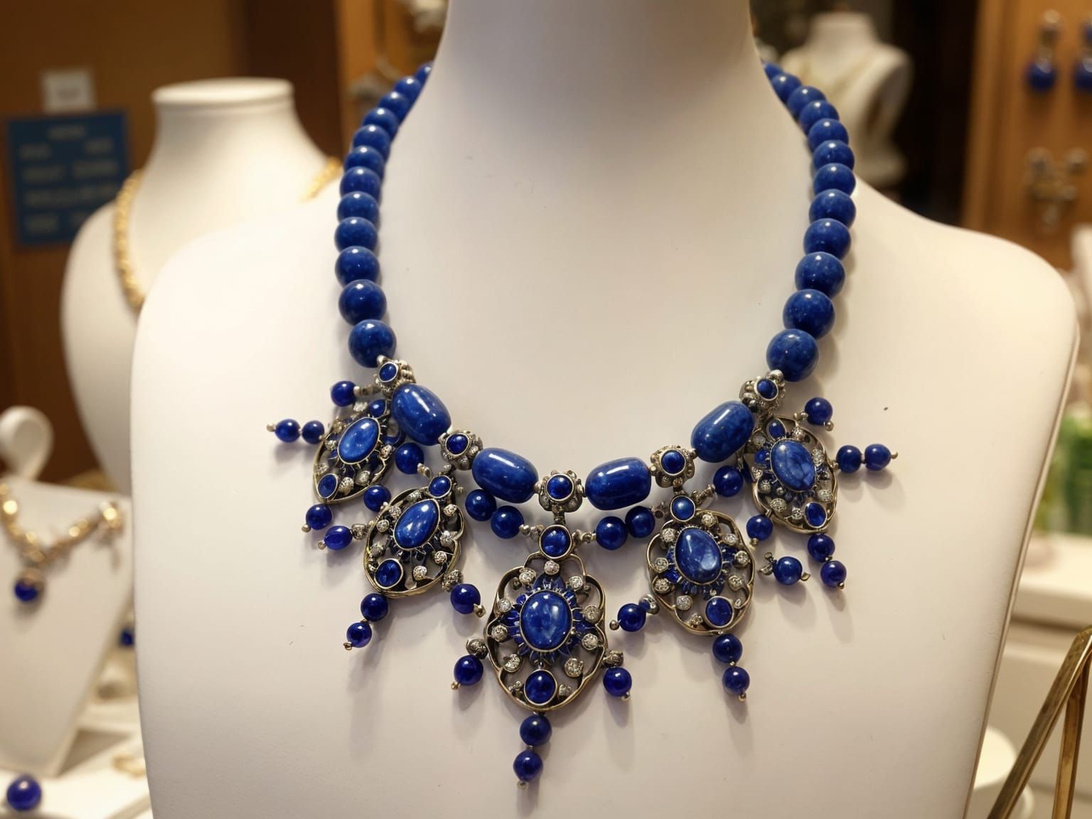 Lapis Lazuli Necklace in Jewelry Store Display